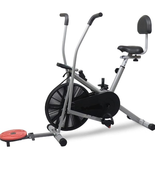 Air Bike Exercise Cycle with Back Support Seat & Twister